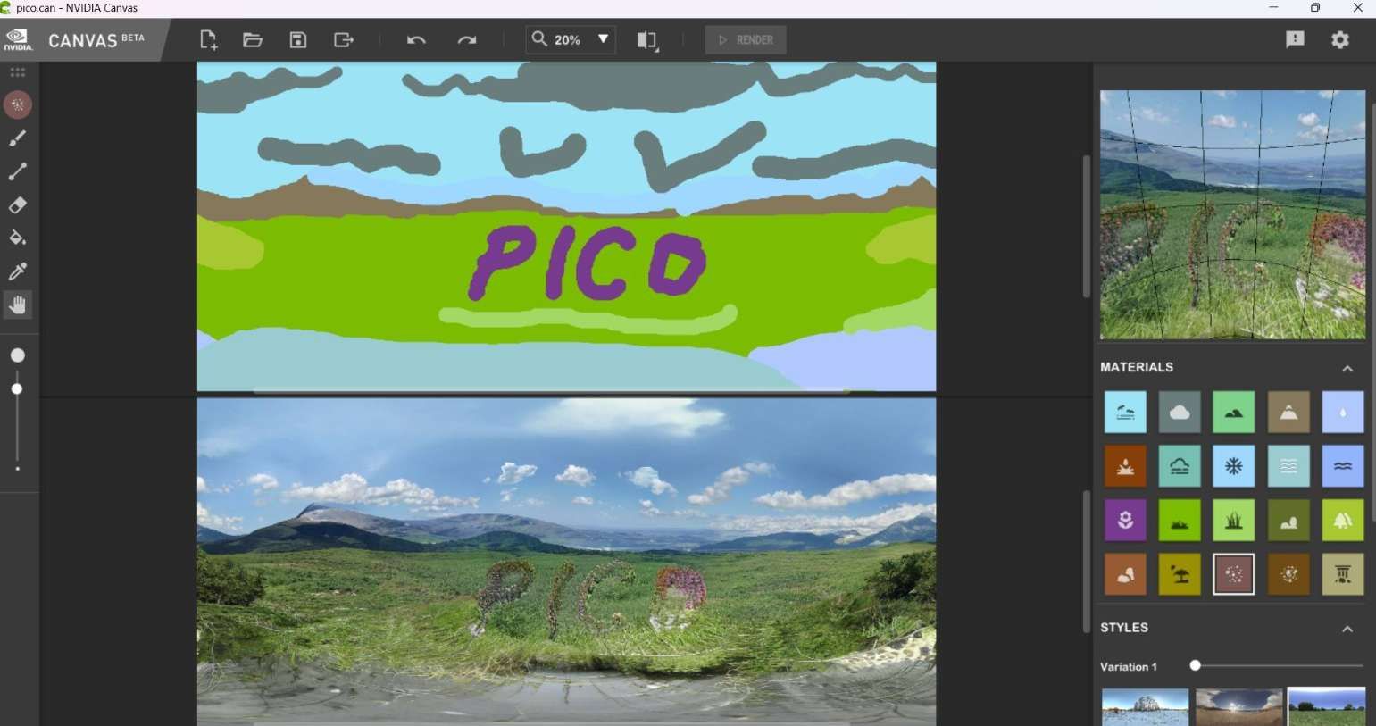 PICO用户分享：用NVIDIA Canvas AI绘画制作VR全景图  第4张