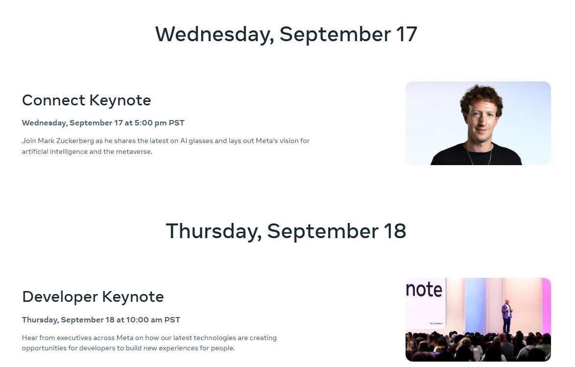 Meta公布Connect日程,北京时间9月18日早上8点扎克伯格开讲