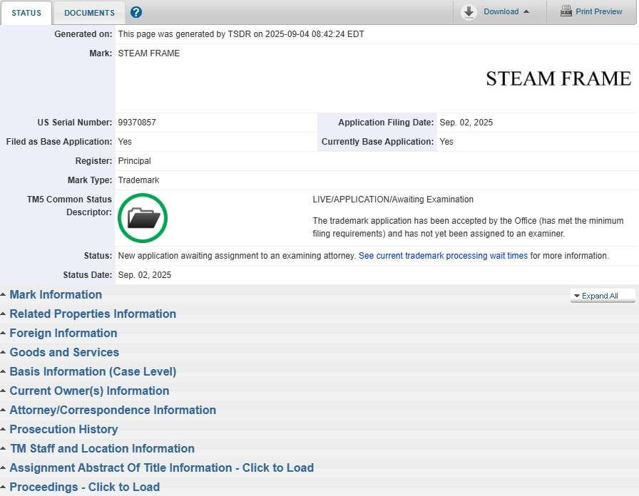 映维日报：Valve申请Steam Frame商标，谷歌XR专利申请波导光栅边缘切趾化技术  第2张