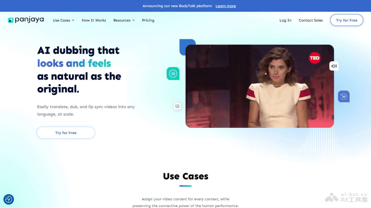 BodyTalk  AI视频配音工具，自动适配新语音的唇形、面部表情和肢体动作