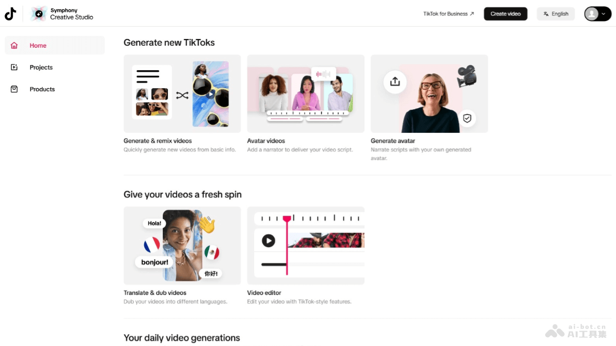 Symphony Creative Studio  TikTok推出的AI广告创意视频生成工具