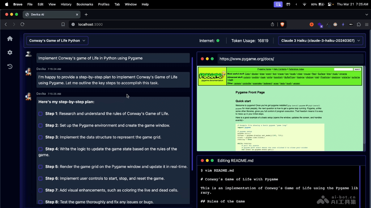 Devika  开源的AI编程工具，理解和执行复杂的人类指令